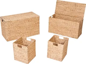 Ceste portaoggetti con coperchio set 4 pz naturale 