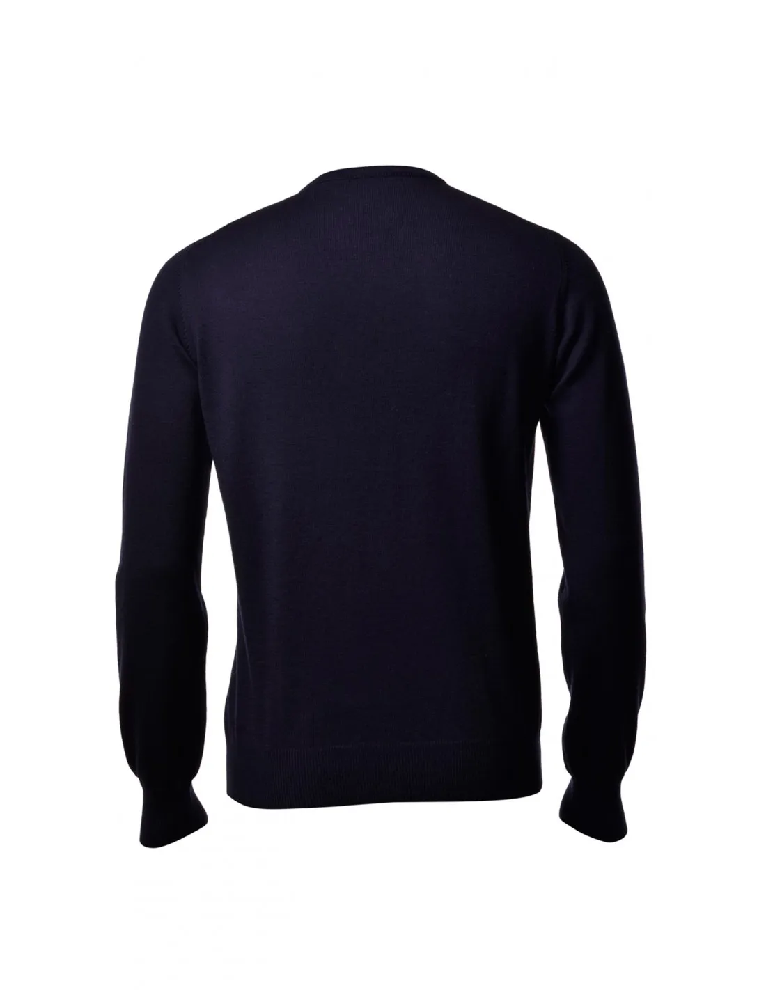 Plus Size Blue Cotton Crew Neck Long Sleeve T-shirt
